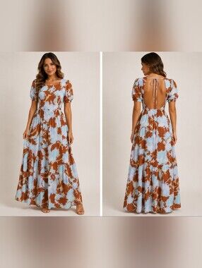 Gianni Bini | Dresses | Gianni Bini Grace Metallic Plisse Sweetheart Neck  Cutout Tiered Dress | Poshmark